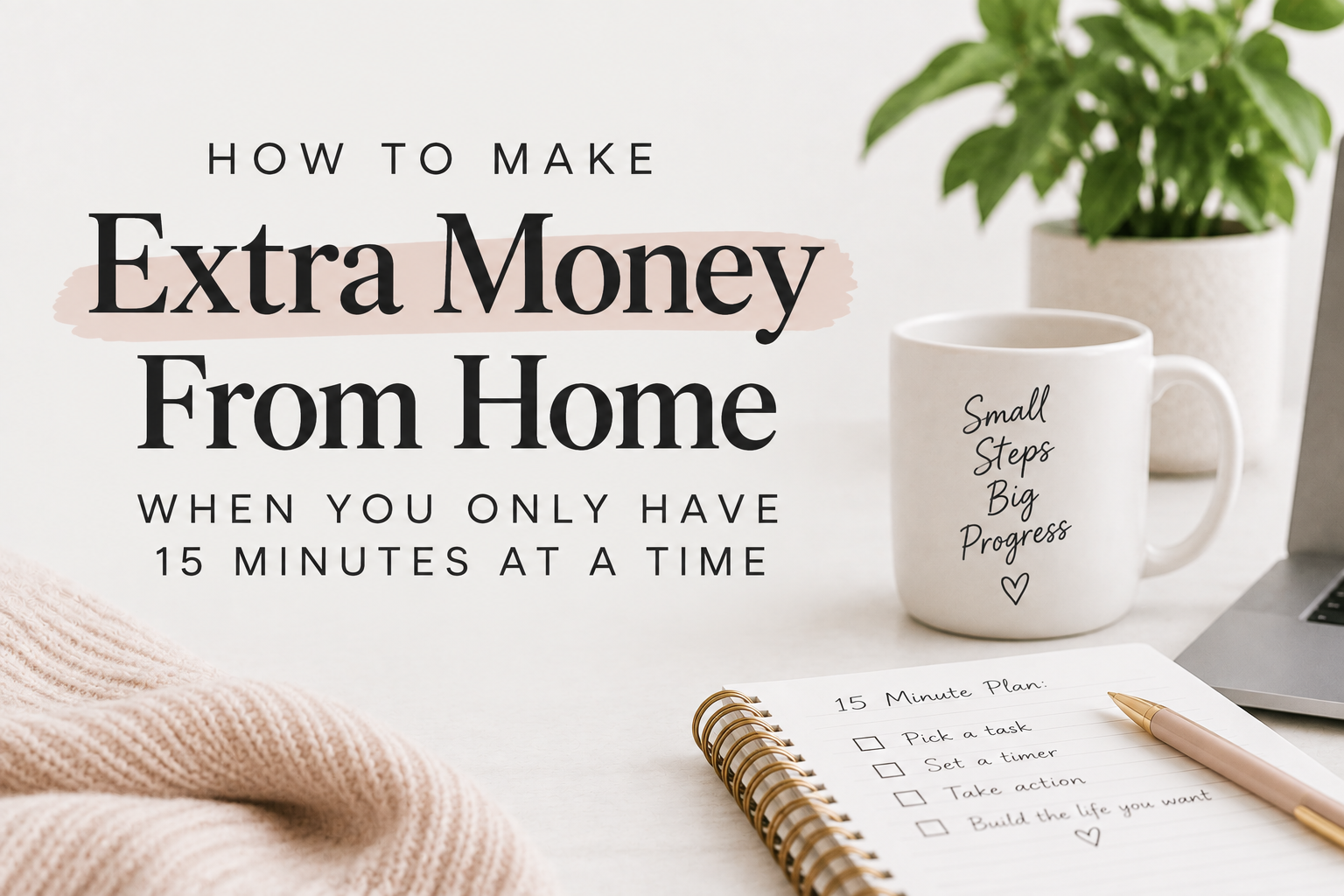 How to Make Extra Money From Home When You Only Have 15 Minutes at a Time